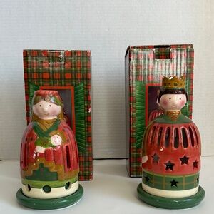 Villeroy & Boch Tartan Christmas Story ceramic candlesticks